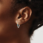 Sterling Silver Polished Light Blue Enamel Endless Hoop Earrings - Product Photo