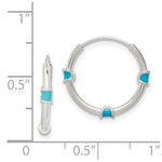 Sterling Silver Polished Light Blue Enamel Endless Hoop Earrings - Product Photo