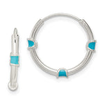 Sterling Silver Polished Light Blue Enamel Endless Hoop Earrings - Product Photo