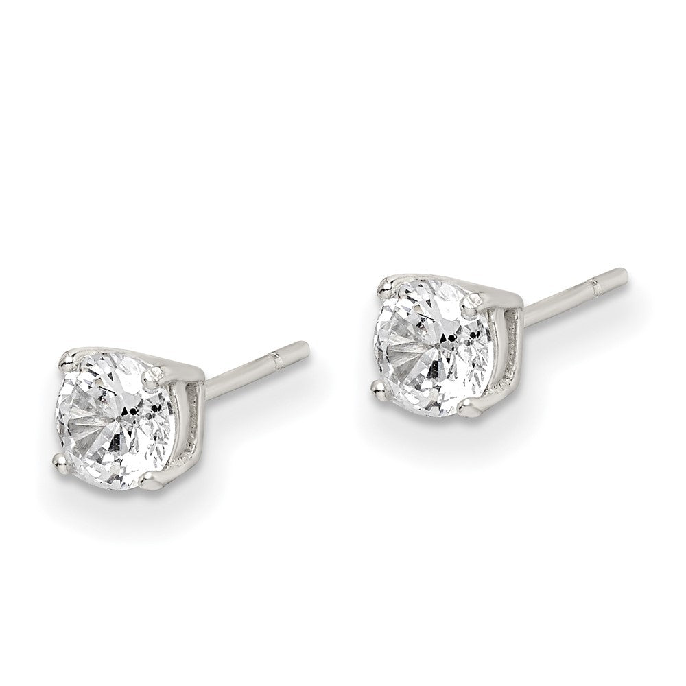 Sterling Silver Polished 5mm Round CZ Stud Earrings - Product Photo