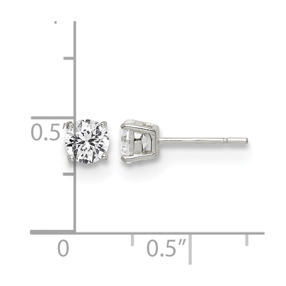 Sterling Silver Polished 5mm Round CZ Stud Earrings - Product Photo