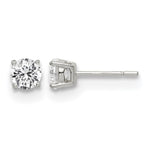 Sterling Silver Polished 5mm Round CZ Stud Earrings - Product Photo