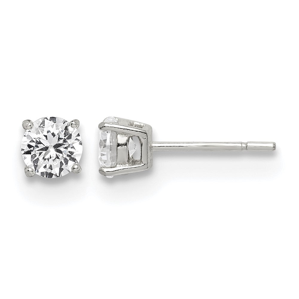 Sterling Silver Polished 5mm Round CZ Stud Earrings - Product Photo