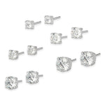 Sterling Silver Polished Round CZ 5-Pair Post Earrings Set - Product Photo