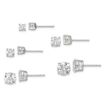 Sterling Silver Polished Round CZ 5-Pair Post Earrings Set - Product Photo