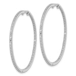 Sterling Silver Rhodium-plated Diamond In & Out Hoop Earrings - Product Photo