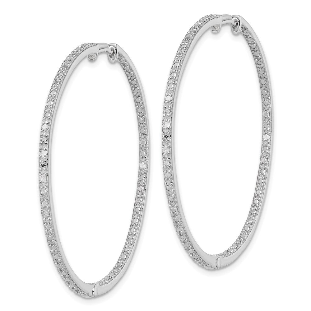 Sterling Silver Rhodium-plated Diamond In & Out Hoop Earrings - Product Photo
