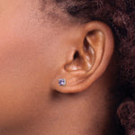 Sterling Silver Polished Round 4mm Purple CZ Stud Earrings - Product Photo