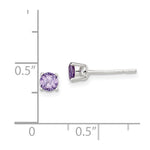 Sterling Silver Polished Round 4mm Purple CZ Stud Earrings - Product Photo