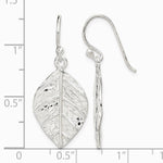 Sterling Silver Leaf Textured Dangle Earrings - Product Photo