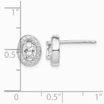 Sterling Silver Rhodium-plated w/ CZ Oval Stud Earrings - Product Photo