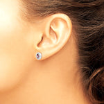 Sterling Silver Rhodium-pltd June Purple and White CZ Oval Post Earrings - Product Photo