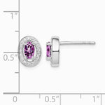 Sterling Silver Rhodium-pltd June Purple and White CZ Oval Post Earrings - Product Photo