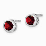 Sterling Silver Rhodium-plated Polished Garnet Round Post Earrings - Product Photo