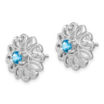 Sterling Silver Rhodium-plated Blue Topaz Studs with Earring Jackets - Product Photo
