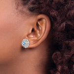 Sterling Silver Rhodium-plated Blue Topaz Studs with Earring Jackets - Product Photo