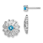 Sterling Silver Rhodium-plated Blue Topaz Studs with Earring Jackets - Product Photo