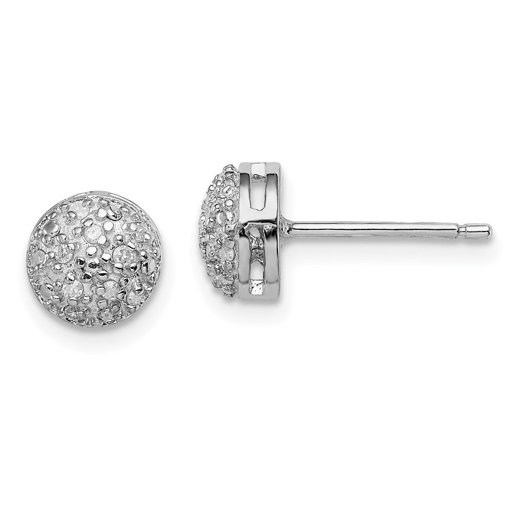 Sterling Silver Rhodium Diamond. Post Earrings - Product Photo