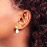 Sterling Silver RH Peridot 7-8mm Freshwater Cultured Pearl Teardrop Earrings - Product Photo