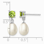 Sterling Silver RH Peridot 7-8mm Freshwater Cultured Pearl Teardrop Earrings - Product Photo