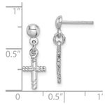 Sterling Silver Rhodium-plated Polished Cross Post Dangle Earrings - Product Photo