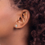 Sterling Silver Rhodium-plated Polished CZ Cross Post Earrings - Product Photo