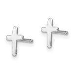 Sterling Silver Rhodium-plated Polished Latin Cross Post Earrings - Product Photo