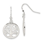 Sterling Silver Polished Round Tree Shepherd Hook Earrings - Product Photo