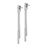 Sterling Silver RH-plated Bar & Chain Front/Back Post Dangle Earrings - Product Photo