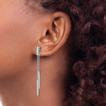 Sterling Silver RH-plated Bar & Chain Front/Back Post Dangle Earrings - Product Photo