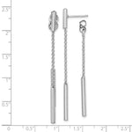 Sterling Silver RH-plated Bar & Chain Front/Back Post Dangle Earrings - Product Photo