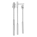 Sterling Silver RH-plated Bar & Chain Front/Back Post Dangle Earrings - Product Photo