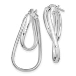 Sterling Silver Rhodium-plated Twisted Double Oval Hoop Earrings - Product Photo