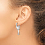 Sterling Silver Rhodium-plated Twisted Double Oval Hoop Earrings - Product Photo