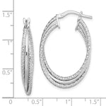 Sterling Silver Rhodium-plated Polished and Textured Triple Hoops - Product Photo