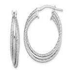 Sterling Silver Rhodium-plated Polished and Textured Triple Hoops - Product Photo