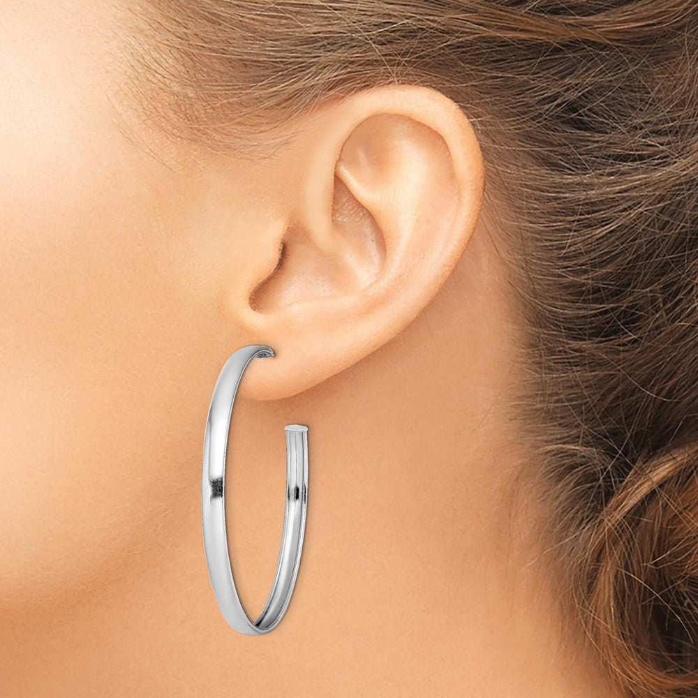 Sterling Silver Rhodium-plated Polished 3.8mm Post Hoops - Product Photo