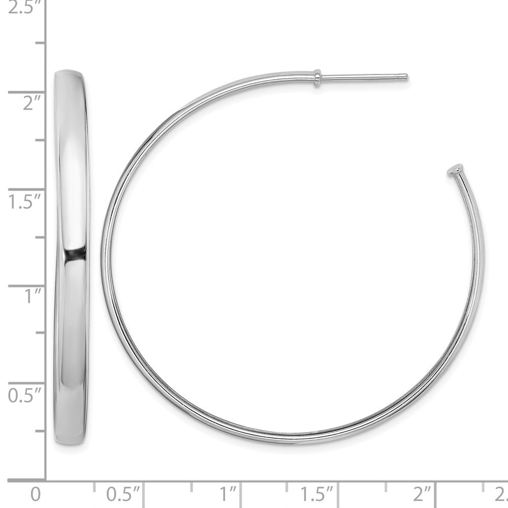 Sterling Silver Rhodium-plated Polished 3.8mm Post Hoops - Product Photo