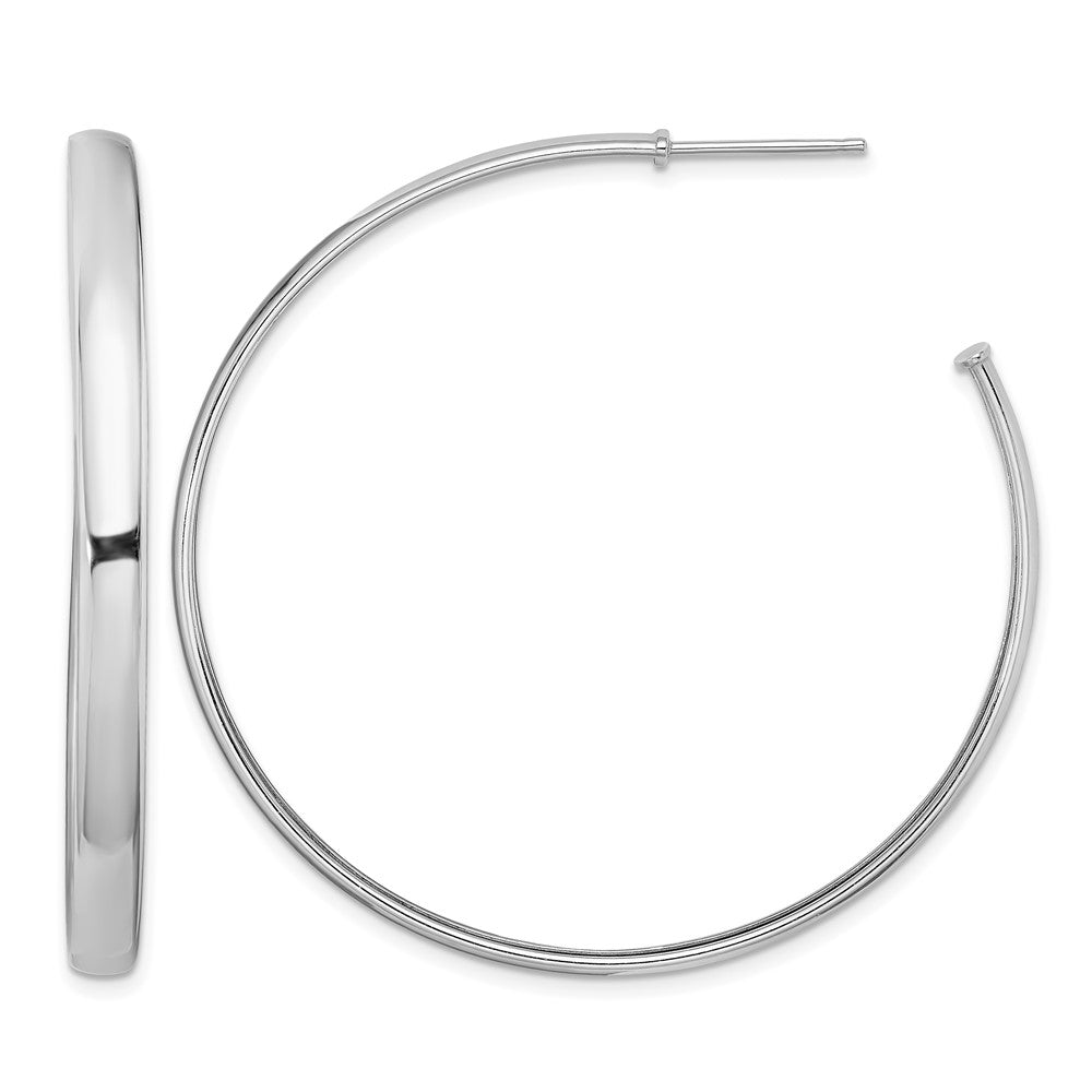 Sterling Silver Rhodium-plated Polished 3.8mm Post Hoops - Product Photo