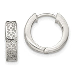 Sterling Silver Polished Cut-out Design Hinged Hoop Earrings - Product Photo