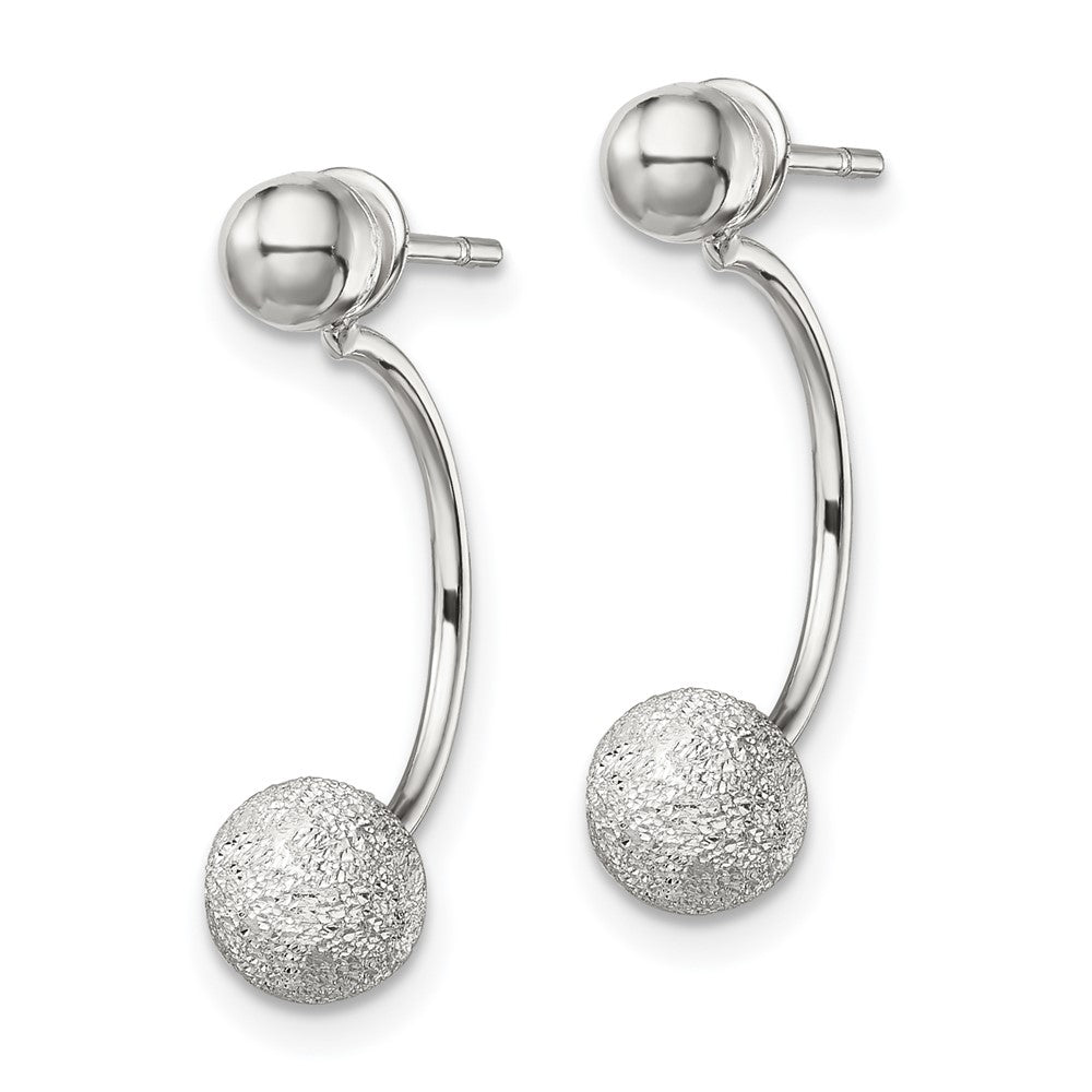 Sterling Silver Polished Laser-cut Bead Jackets w/Button Earrings - Product Photo
