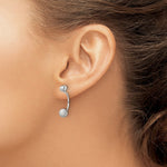 Sterling Silver Polished Laser-cut Bead Jackets w/Button Earrings - Product Photo