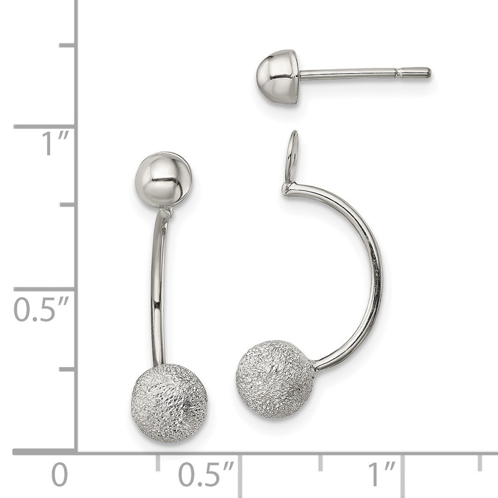 Sterling Silver Polished Laser-cut Bead Jackets w/Button Earrings - Product Photo