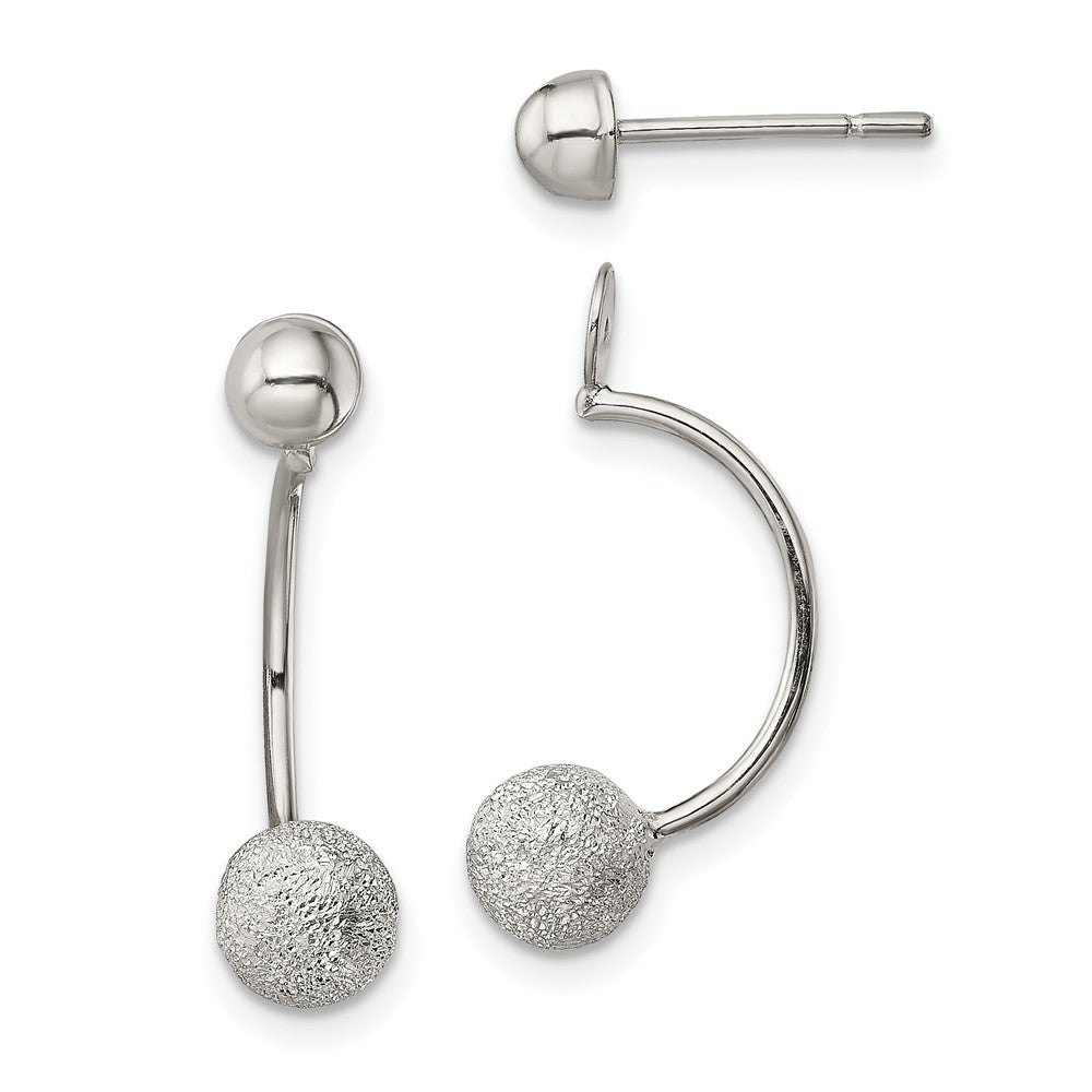Sterling Silver Polished Laser-cut Bead Jackets w/Button Earrings - Product Photo