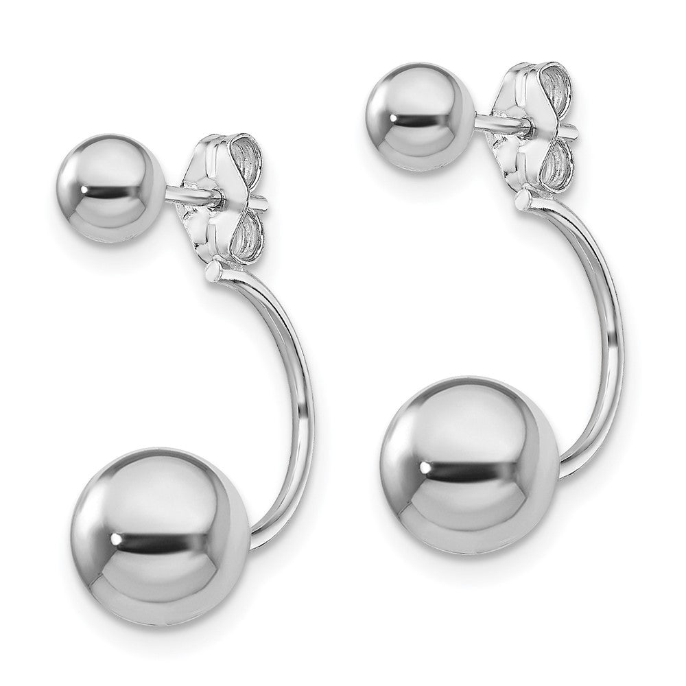 Sterling Silver Rhodium-plated Front and Back Ball Post Earrings - Product Photo