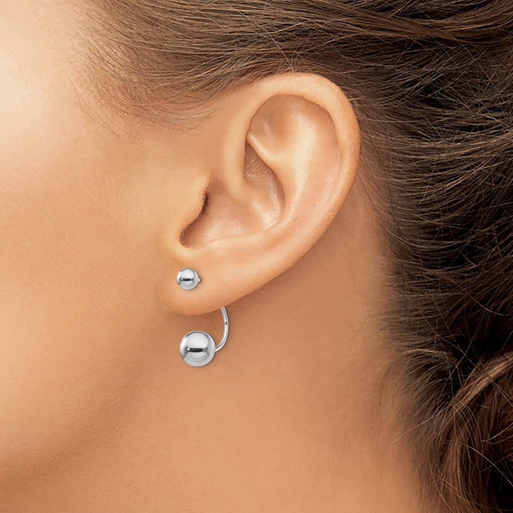 Sterling Silver Rhodium-plated Front and Back Ball Post Earrings - Product Photo