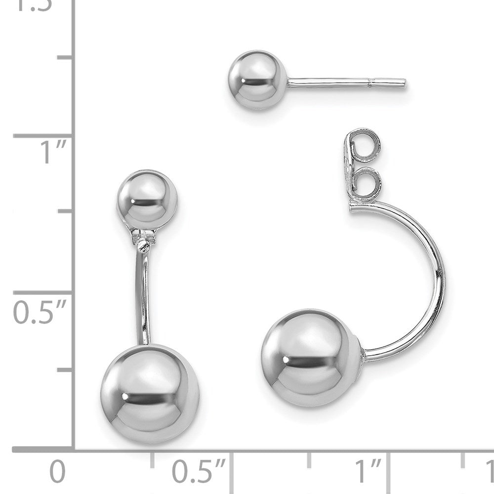 Sterling Silver Rhodium-plated Front and Back Ball Post Earrings - Product Photo