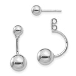 Sterling Silver Rhodium-plated Front and Back Ball Post Earrings - Product Photo