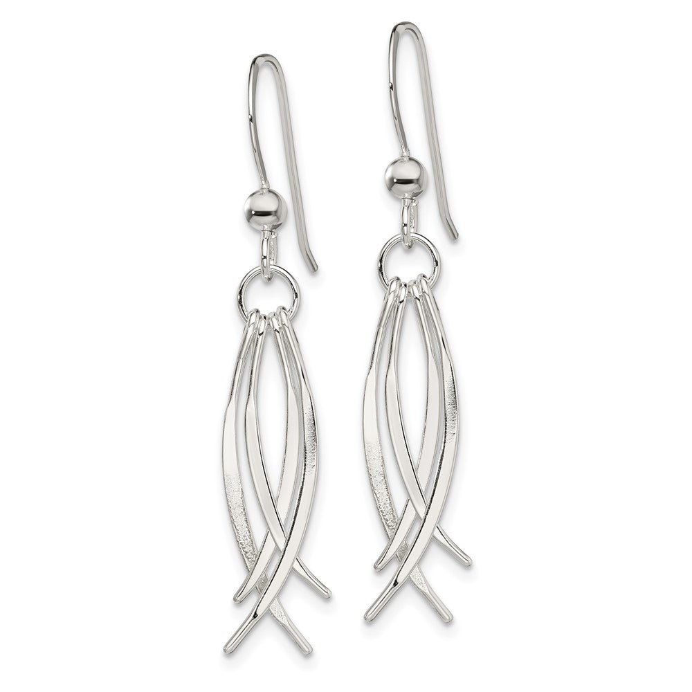 Sterling Silver Polished & Curved Design Dangle Earrings - Product Photo