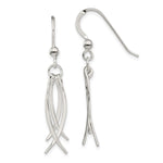 Sterling Silver Polished & Curved Design Dangle Earrings - Product Photo